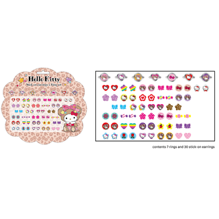 STICK-ON EARRINGS & RING SET LOVELY BEAR KT